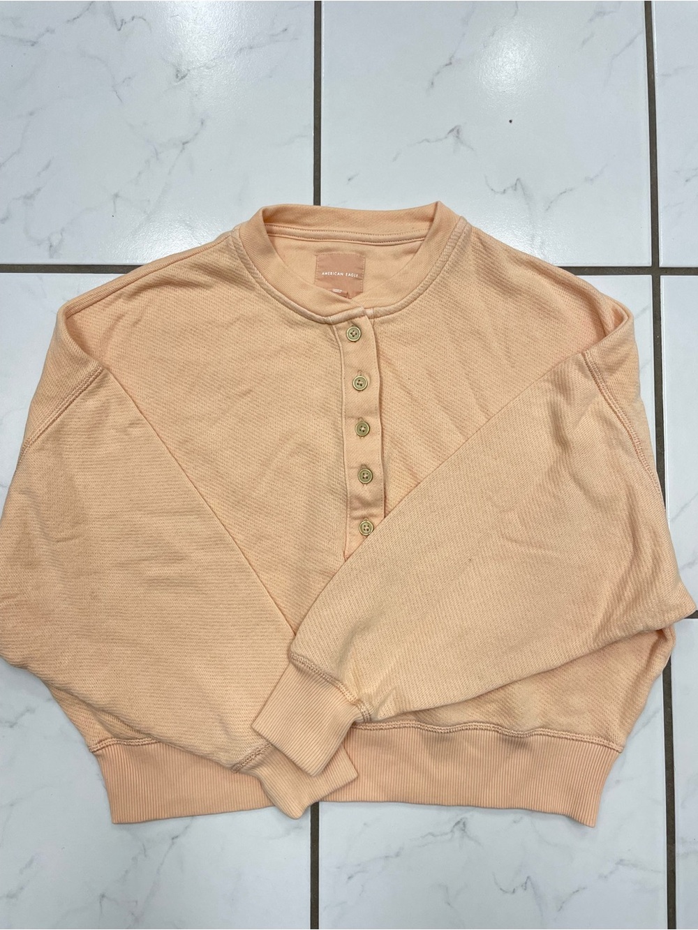 American Eagle Outfitters Women’s Beach Peach Henley Pullover Sweatshirt Size XS